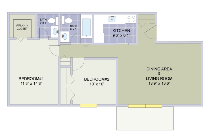 2 Bedroom (c) / 1.5 Bathrooms
